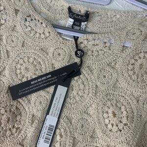 CHARLIE B Cream Crochet Top with Blue Denim